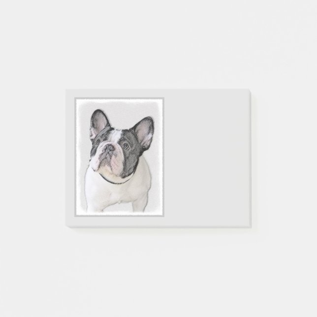 French Bulldog (Brindle Pied) Painting - Dog Art Post-it Notes (Front)