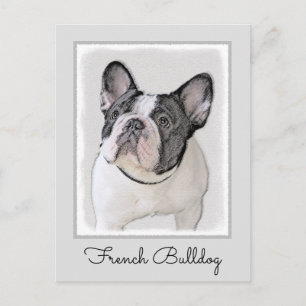 French Bulldog (Brindle Pied) Painting - Dog Art Postcard