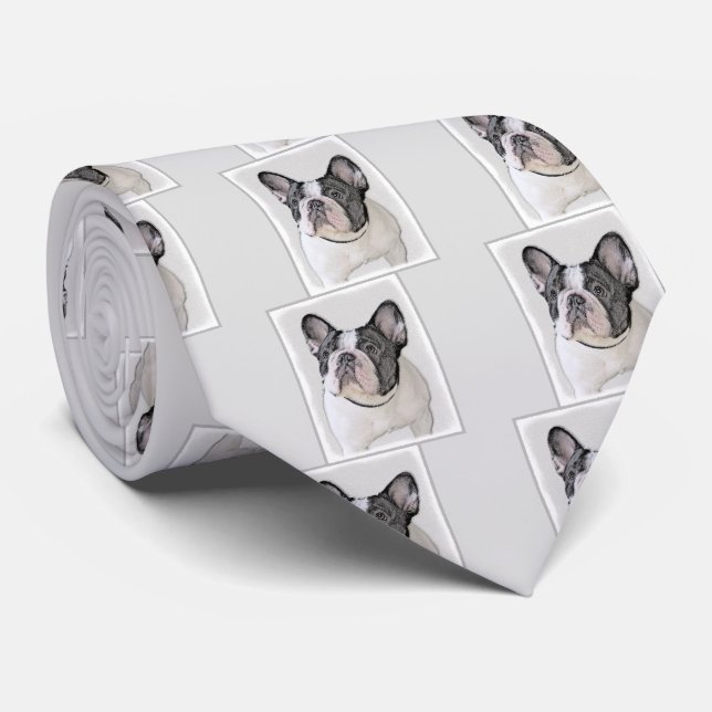 French Bulldog (Brindle Pied) Painting - Dog Art Tie (Rolled)