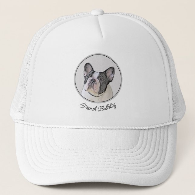 French Bulldog (Brindle Pied) Painting - Dog Art Trucker Hat (Front)