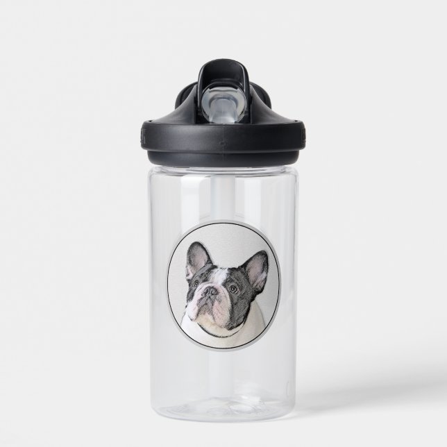 French Bulldog (Brindle Pied) Painting - Dog Art Water Bottle (Front)