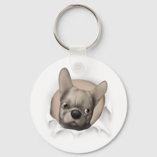 French Bulldog (Buff) Busting Out Key Ring