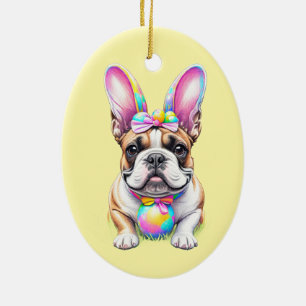 French Bulldog Bunny Easter Bulldogge Ceramic Tree Decoration