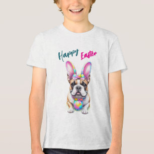 French Bulldog Bunny Easter Bulldogge Tri-Blend Shirt