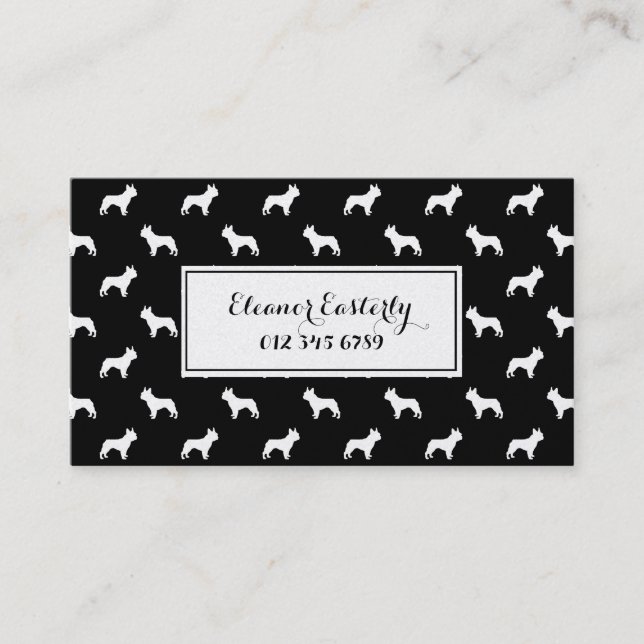 french Bulldog business card - black and gold (Front)