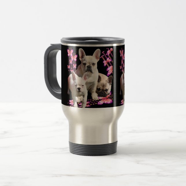 French Bulldog Butterfly Day Travel Mug (Front Left)