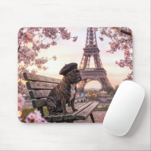 French Bulldog By the Eiffel Tower Mouse Mat