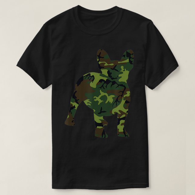 French Bulldog Camoue Dog Camo Frenchie Owner Mili T-Shirt (Design Front)