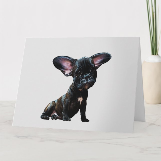 French Bulldog Caricature Car Blank Greetings Card (Front)