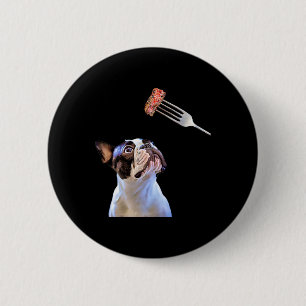 French Bulldog Cartoon Filter Steak Dinner Fun Dog 6 Cm Round Badge