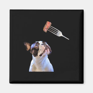 French Bulldog Cartoon Filter Steak Dinner Fun Dog Magnet