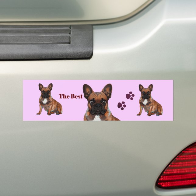 French Bulldog Cartoon French Bulldog Bumper Sticker (On Car)