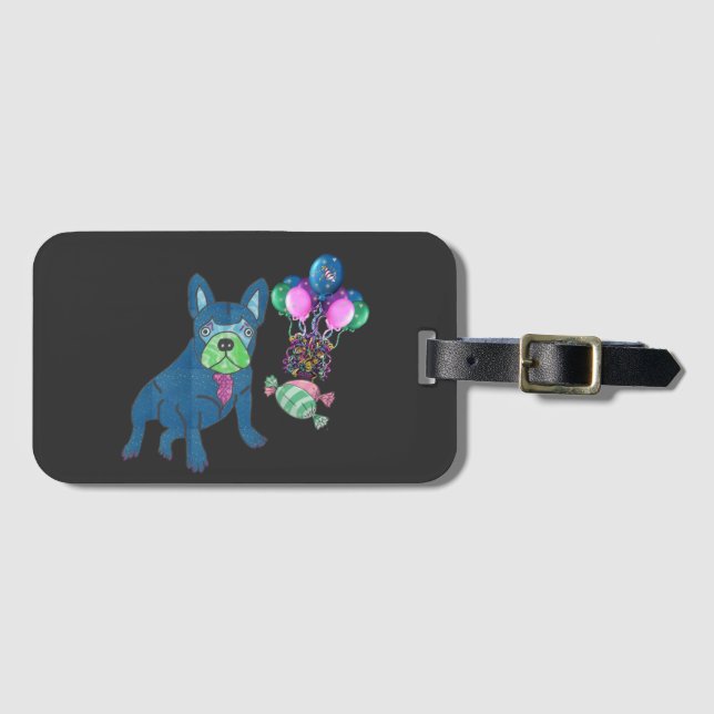 French Bulldog Cartoon French Bulldog Luggage Tag (Front Horizontal)
