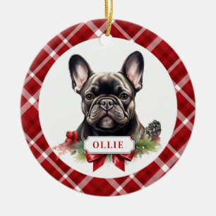 French Bulldog Ceramic Circle Ornament