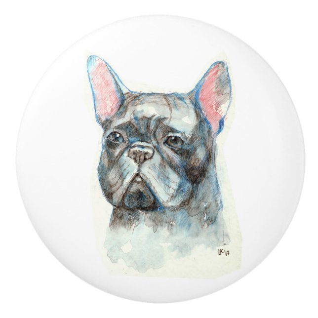 French bulldog ceramic knob (Front)