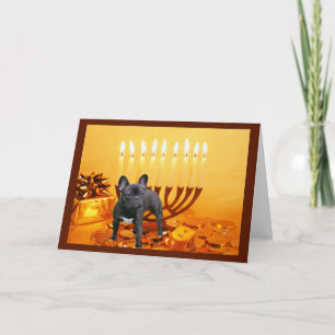 French Bulldog Chanukah Card Menorah