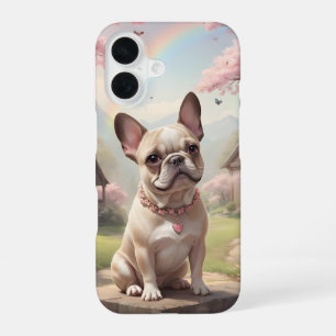 French Bulldog Cherry Blossoms Rainbow Cottagecore iPhone 16 Case