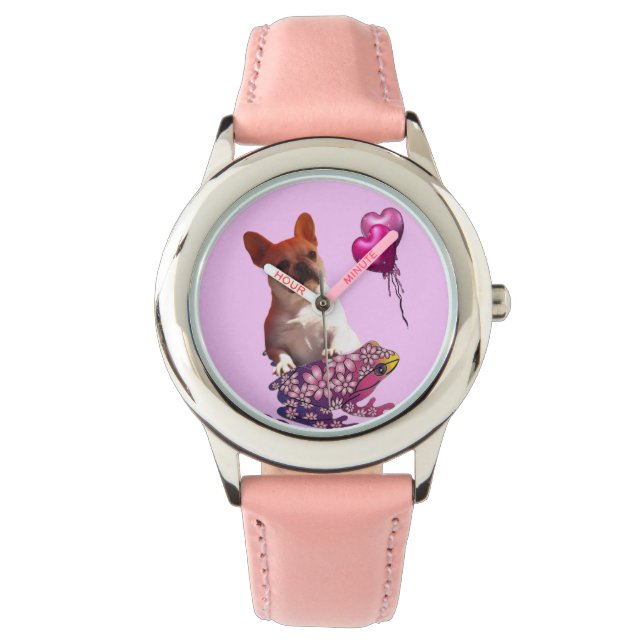French Bulldog Children's Clock Watch (Front)