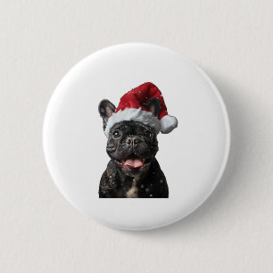 French Bulldog Christmas  6 Cm Round Badge