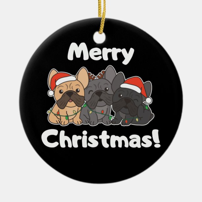 French Bulldog Christmas Animals Cute Dogs Ceramic Ceramic Tree Decoration (Front)
