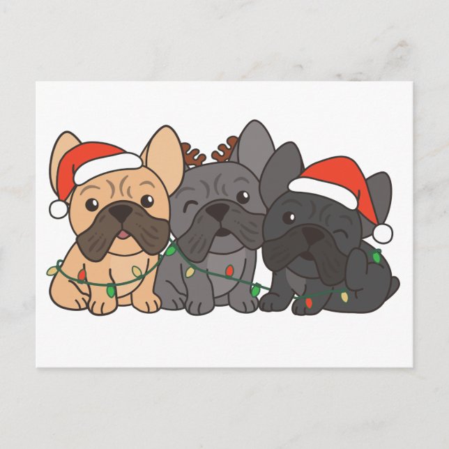 French Bulldog Christmas Animals Cute Dogs Holiday Postcard (Front)