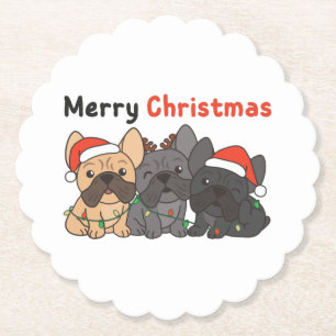 French Bulldog Christmas Animals Cute Dogs Paper C Coaster