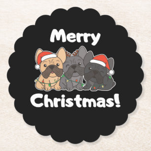 French Bulldog Christmas Animals Cute Dogs Paper Coaster