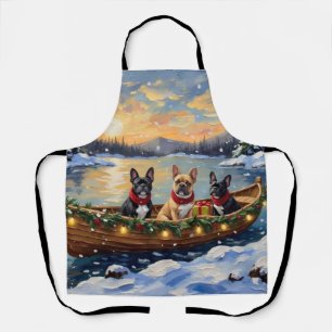 French Bulldog Christmas Boat Holiday Apron