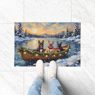 French Bulldog Christmas Boat Holiday Doormat
