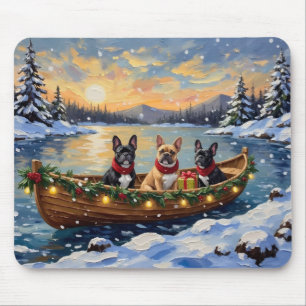 French Bulldog Christmas Boat Holiday Mouse Mat