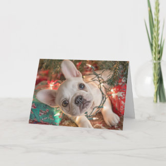 French Bulldog Christmas Card – Puppy in Lights