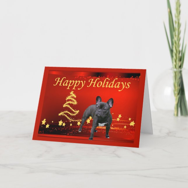 French Bulldog Christmas Card Stars (Front)