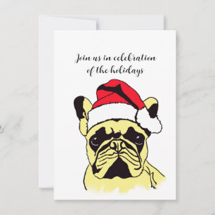 French Bulldog Christmas Cartoon Invitation
