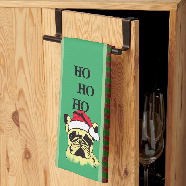 French Bulldog Christmas Cartoon Kitchen Towels (Thirds Fold)