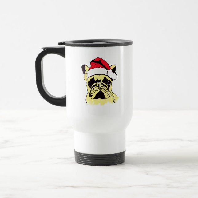 French Bulldog Christmas Cartoon Travel Mug (Left)