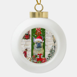 French Bulldog Christmas   Ceramic Ball Christmas Ornament