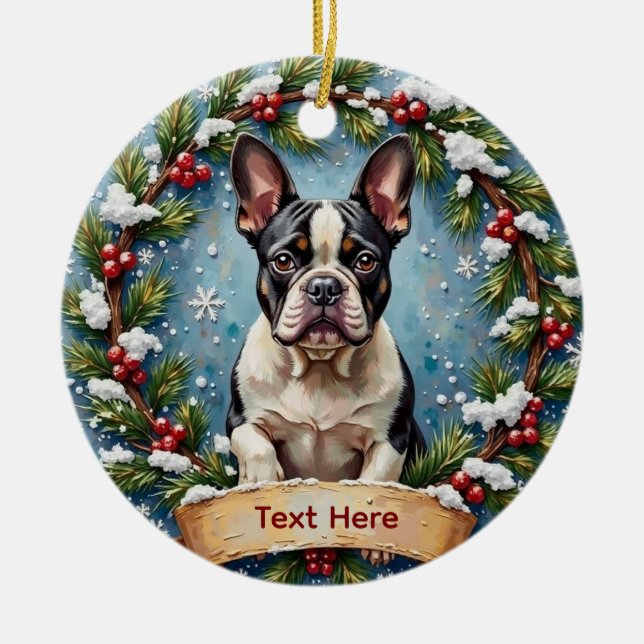 French Bulldog Christmas Ceramic Tree Decoration (Front)