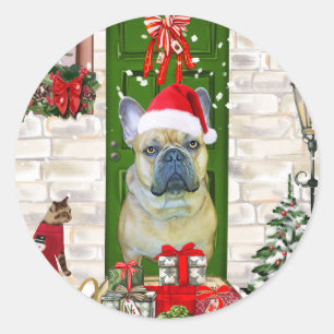 French Bulldog Christmas Classic Round Sticker