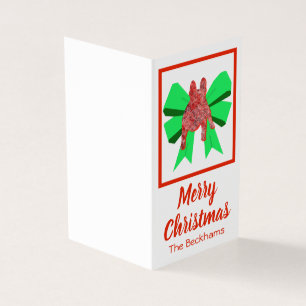 French Bulldog Christmas Dog & Green Bow Gift Tag