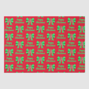 French Bulldog Christmas Dog & Green Bow Red Tissue Paper