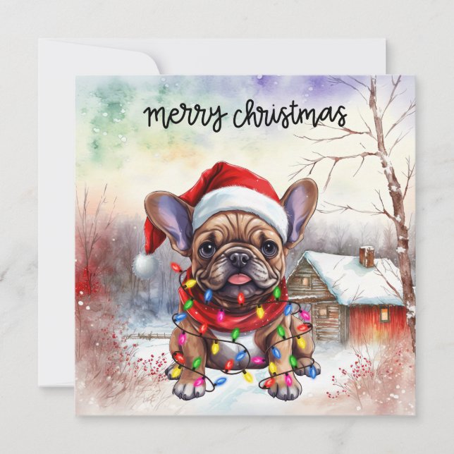 French Bulldog Christmas Dog Holiday Card (Front)