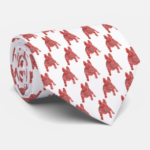 French Bulldog Christmas Dog Silhouette White Neck Tie
