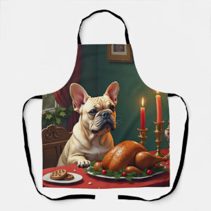 French Bulldog Christmas Eve Feast Painting Apron