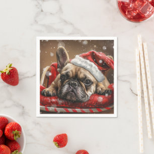 French Bulldog Christmas Festive  Napkin