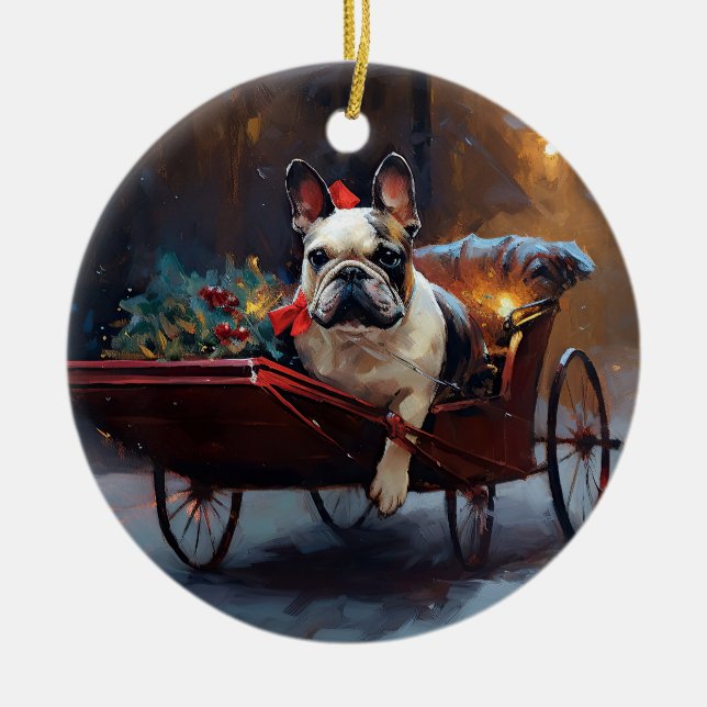French Bulldog Christmas Festive Season Ceramic Tree Decoration (Front)