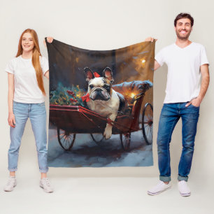 French Bulldog Christmas Festive Season Fleece Blanket