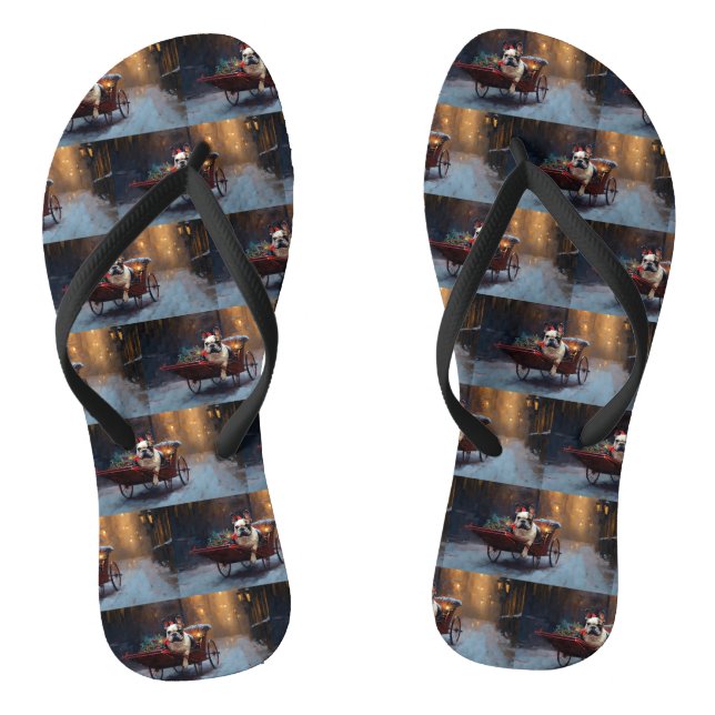 French Bulldog Christmas Festive Season Flip Flops (Footbed)