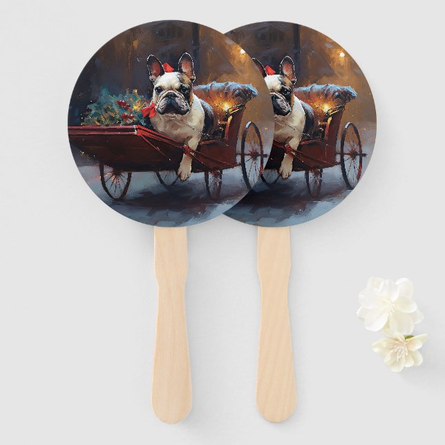 French Bulldog Christmas Festive Season Hand Fan (Front and Back)