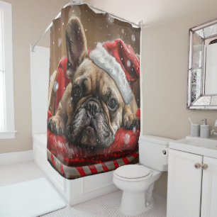 French Bulldog Christmas Festive  Shower Curtain