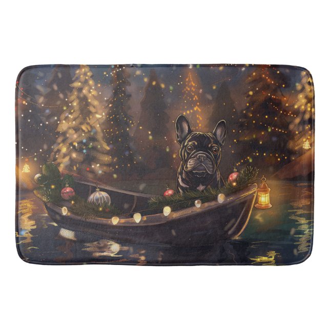 French Bulldog Christmas Festive Voyage Bath Mat (Front)